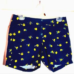 J. Crew cotton shorts blue lemon print